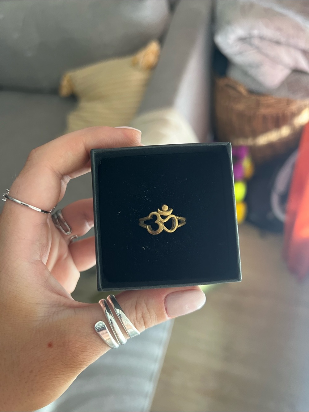 Gold Om Symbol Ring - Women Jewelry